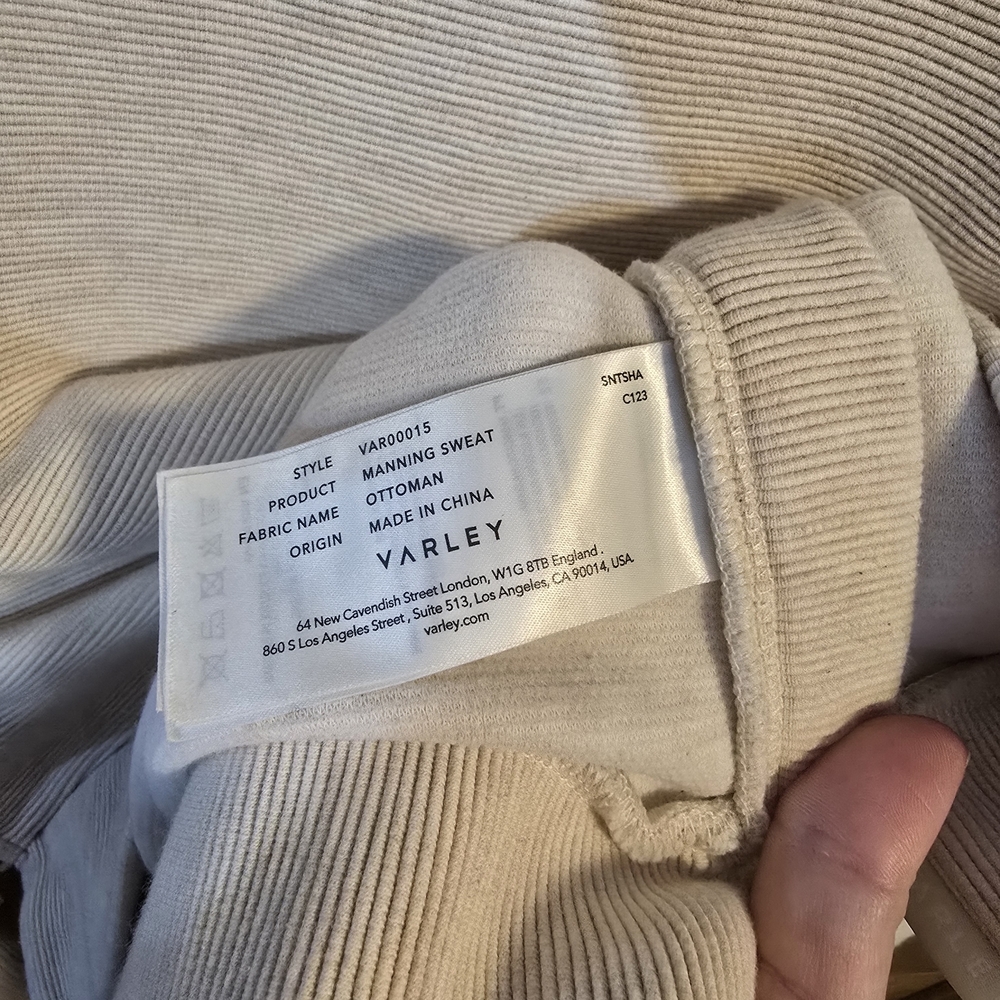 Varley Cream Ribbed Manning Sweatshirt Size XS Oversized - Picture 5 of 7